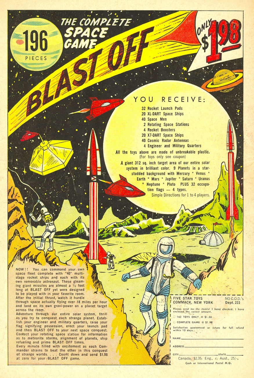 an old magazine ad for blast off, showing an image of an astronaut