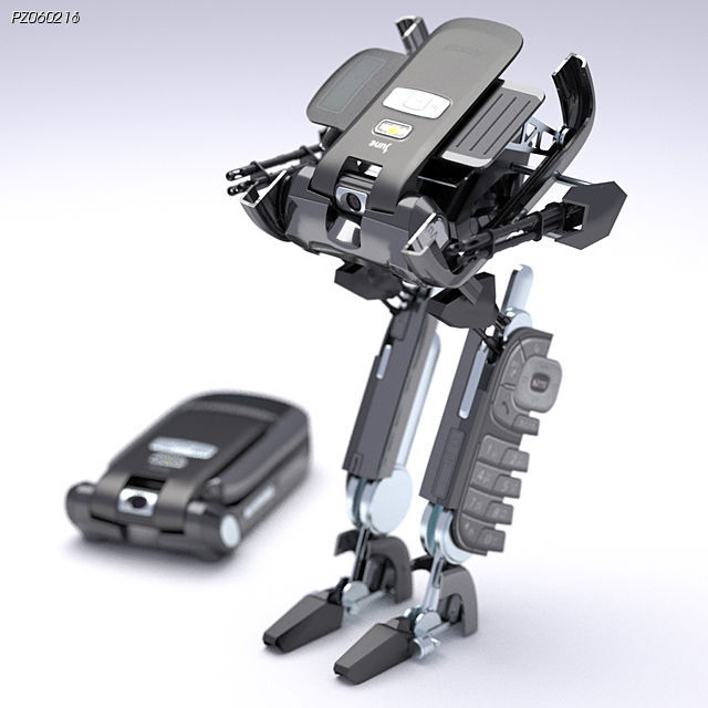 a smart phone is on the side of a robot's legs