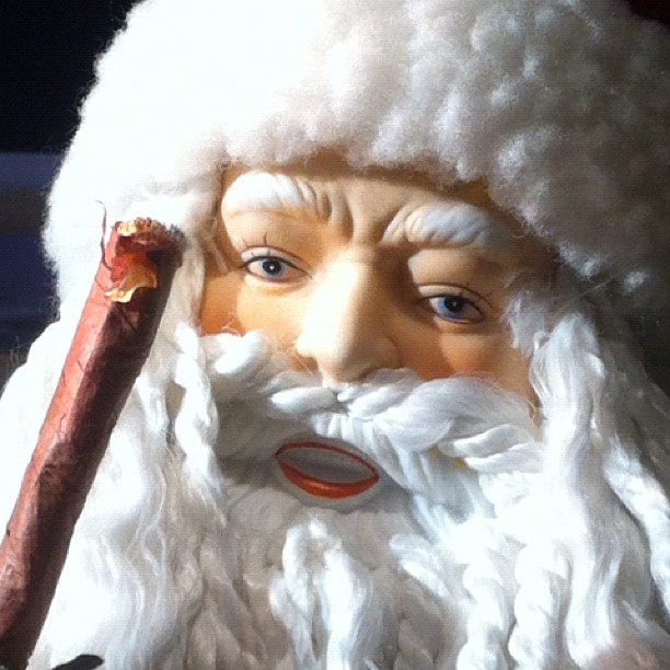 the face and head of an old santa claus