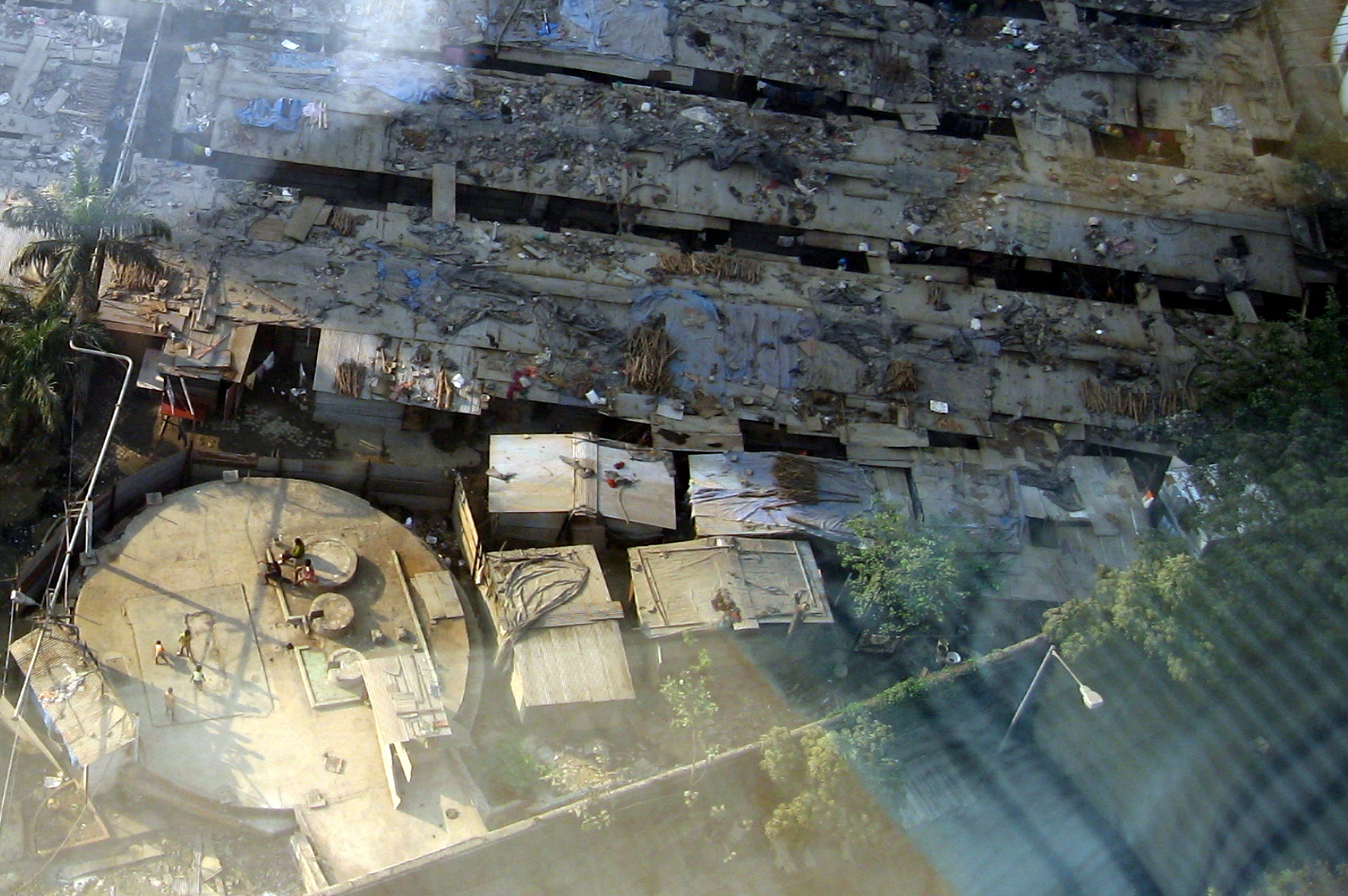 aerial view of some houses and buildings