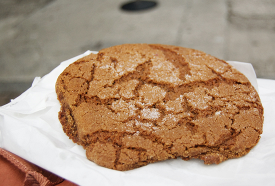a big cookie cookie on a white napkin