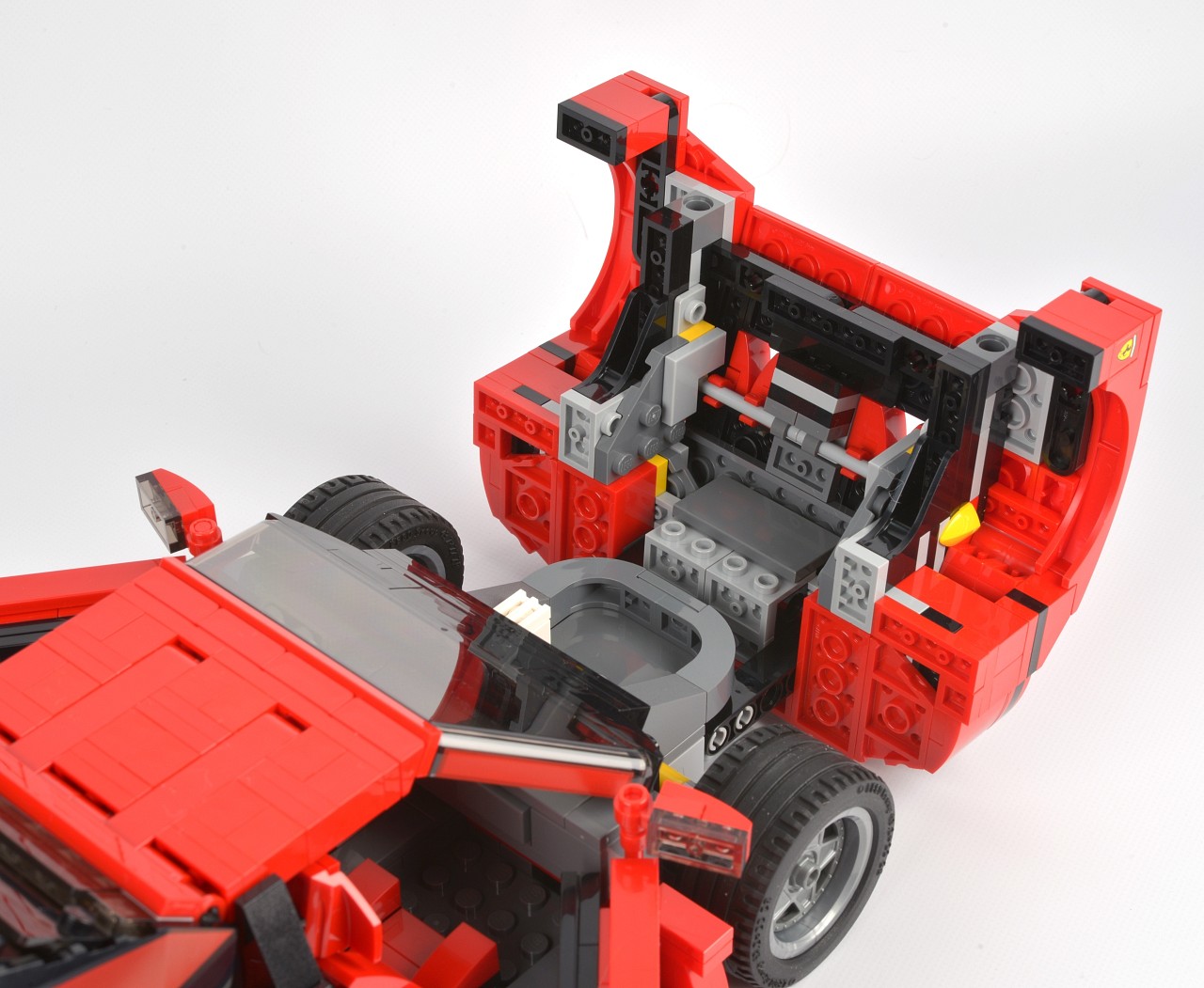 the inside of the lego car is red
