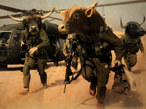 soldiers walking into a desert area past helicopters