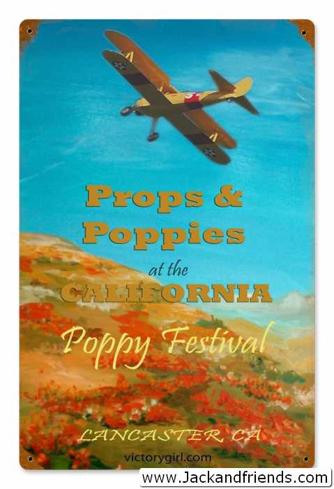 a vintage sign from the's showing two propels and people at the california poppy festival