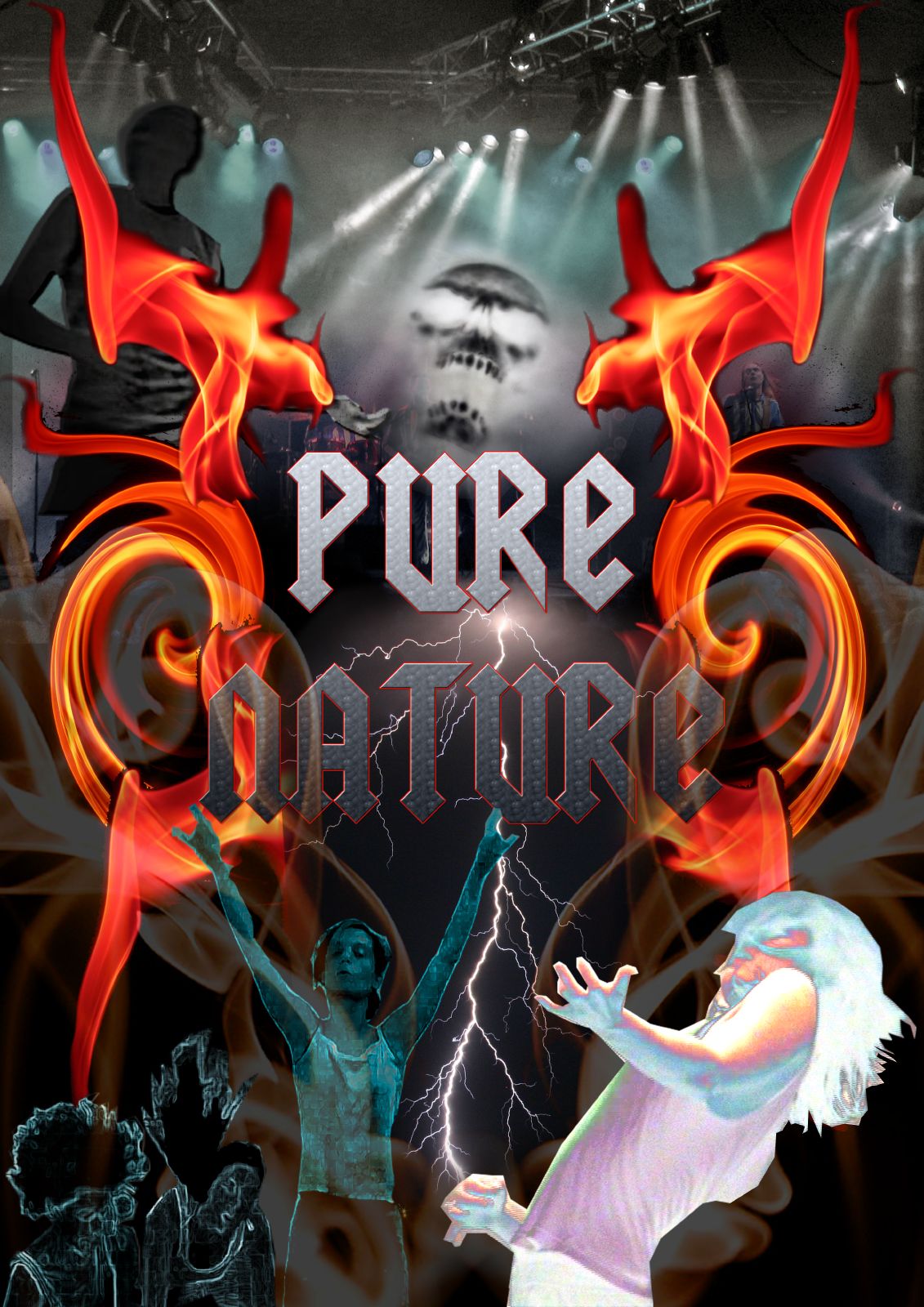 the poster for pure satan festival shows some men and women