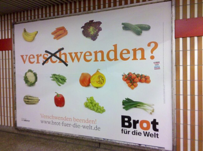 an advertit is displayed for brot fruit and veggies