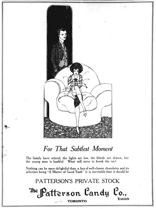 an old advertit with the image of a man sitting on a couch