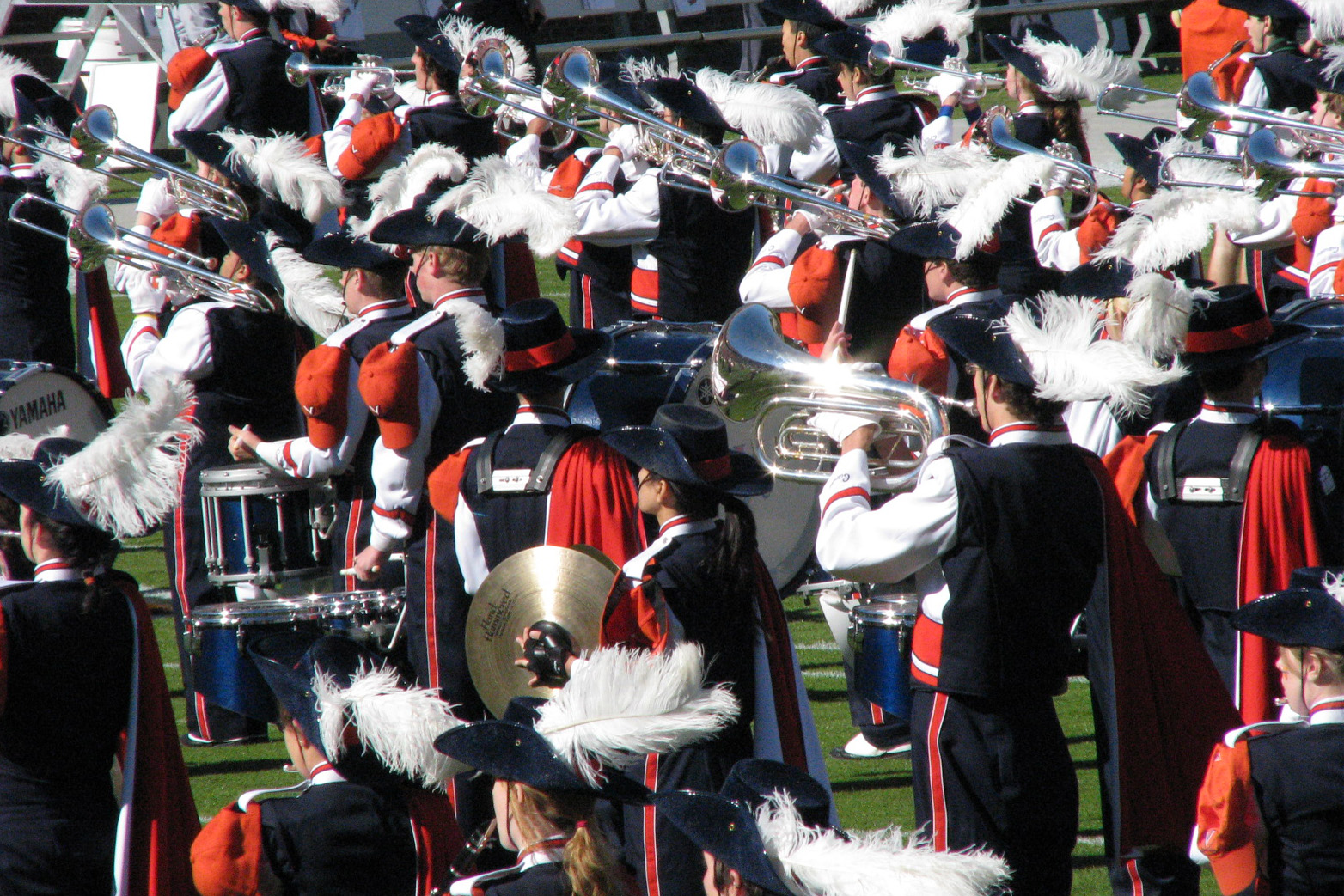 a marching band on the field with their musicians