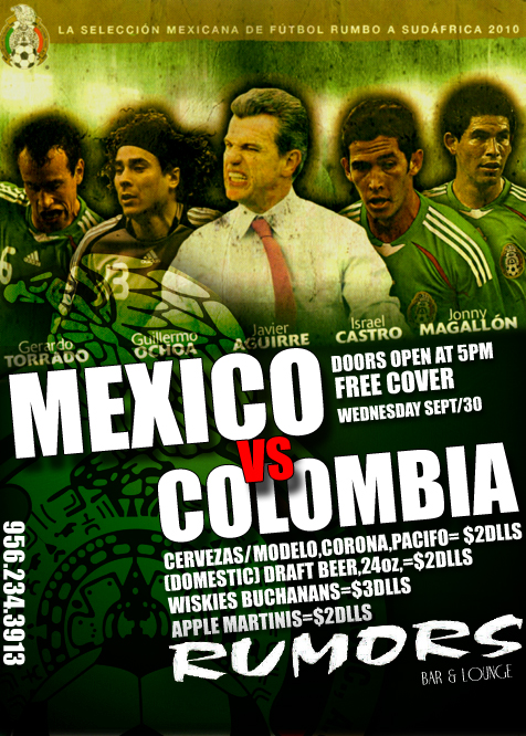 a poster for the mexican soccer tournament with the names and times