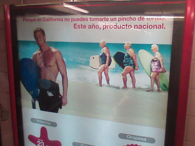 the poster features people in various bathing suits
