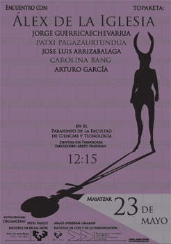 an event poster for the art exhibition,'alex de la iglesia '