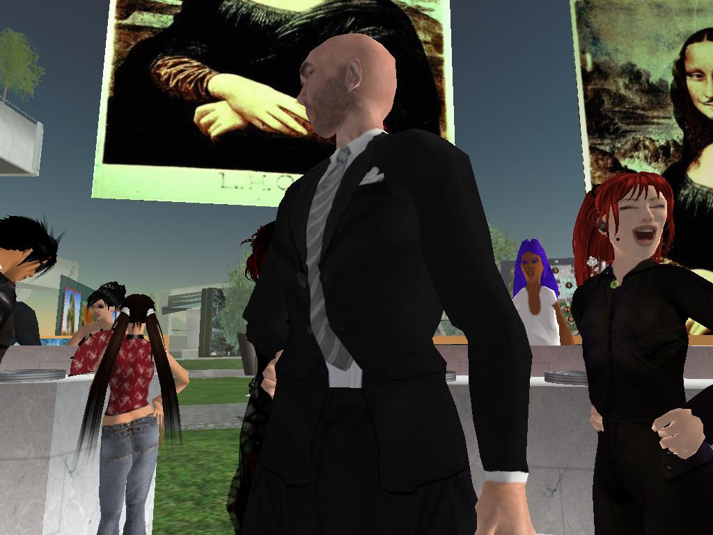 many virtual people are standing in a line