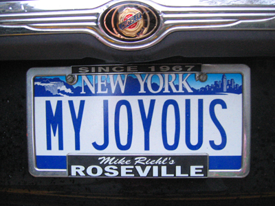 new york license plate for my joyous while he has roseville