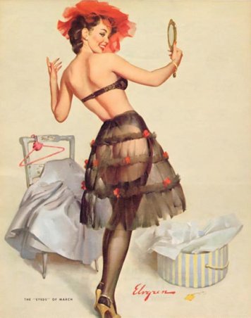a woman wearing lingerie and holding a mirror