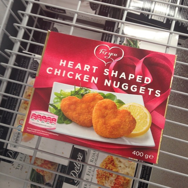this is a box of heart shaped chicken nuggets