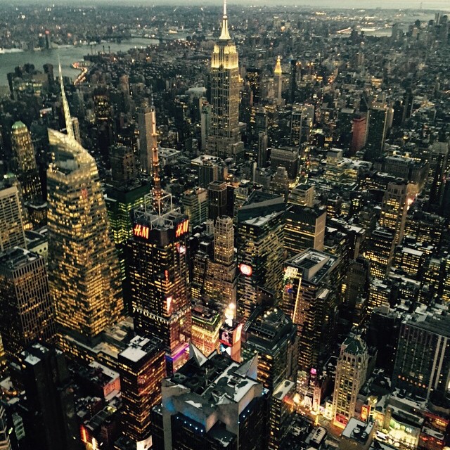 a night view of the manhattan skyline from the empire building