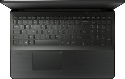 the sony laptop is black with a black keyboard
