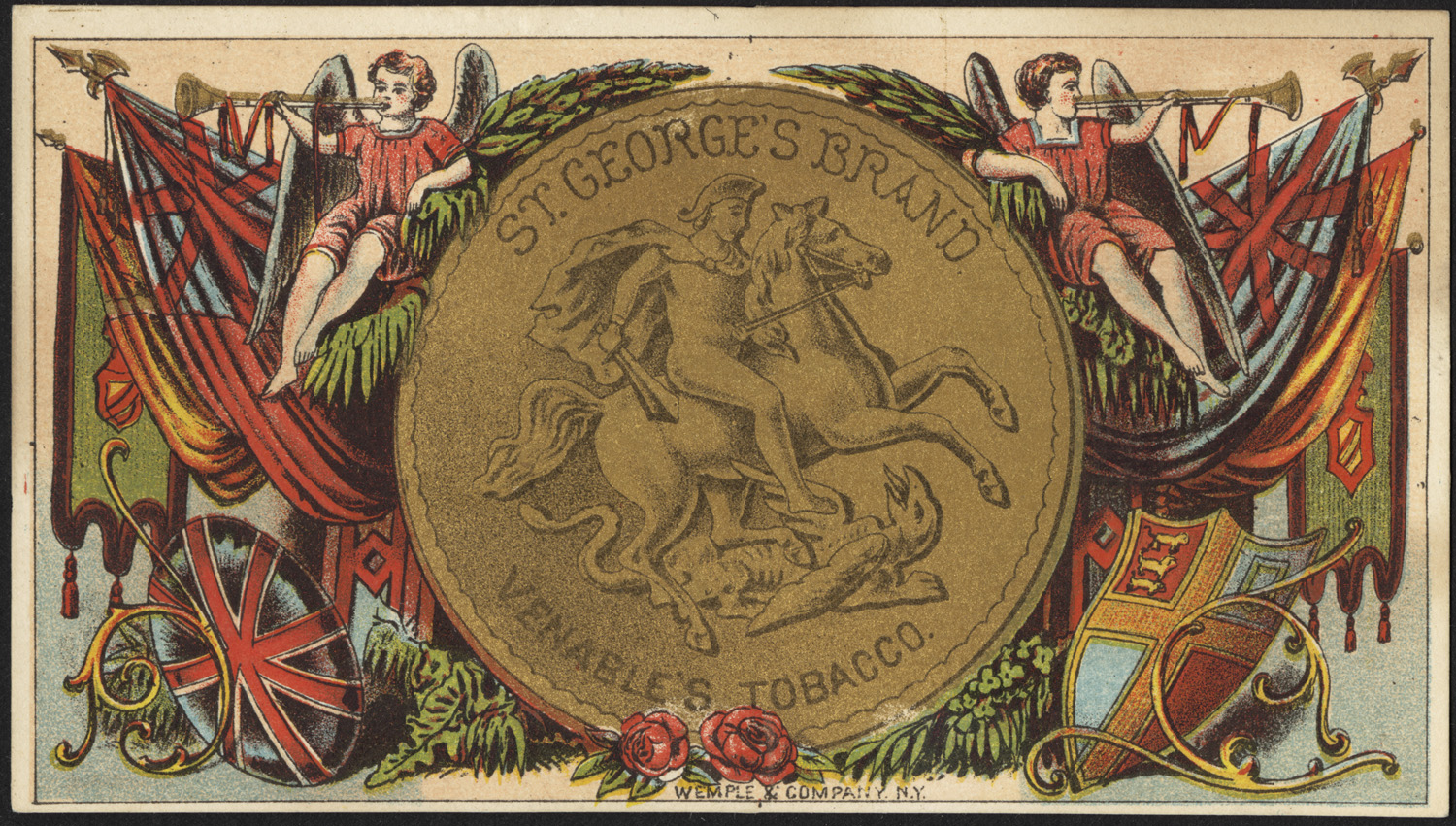 an antique portrait shows the emblem for george the victorious