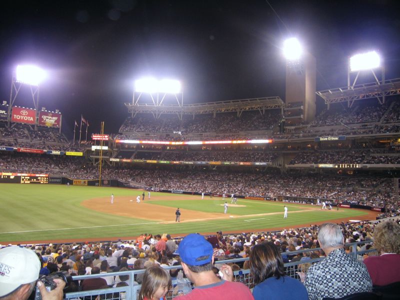 an overhead view of a baseball game with people sitting in the stands watching it