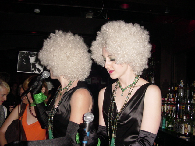 two women with hair in a hair wig