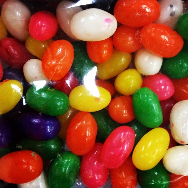 a candy mix in a bag with the words jelly beans on top
