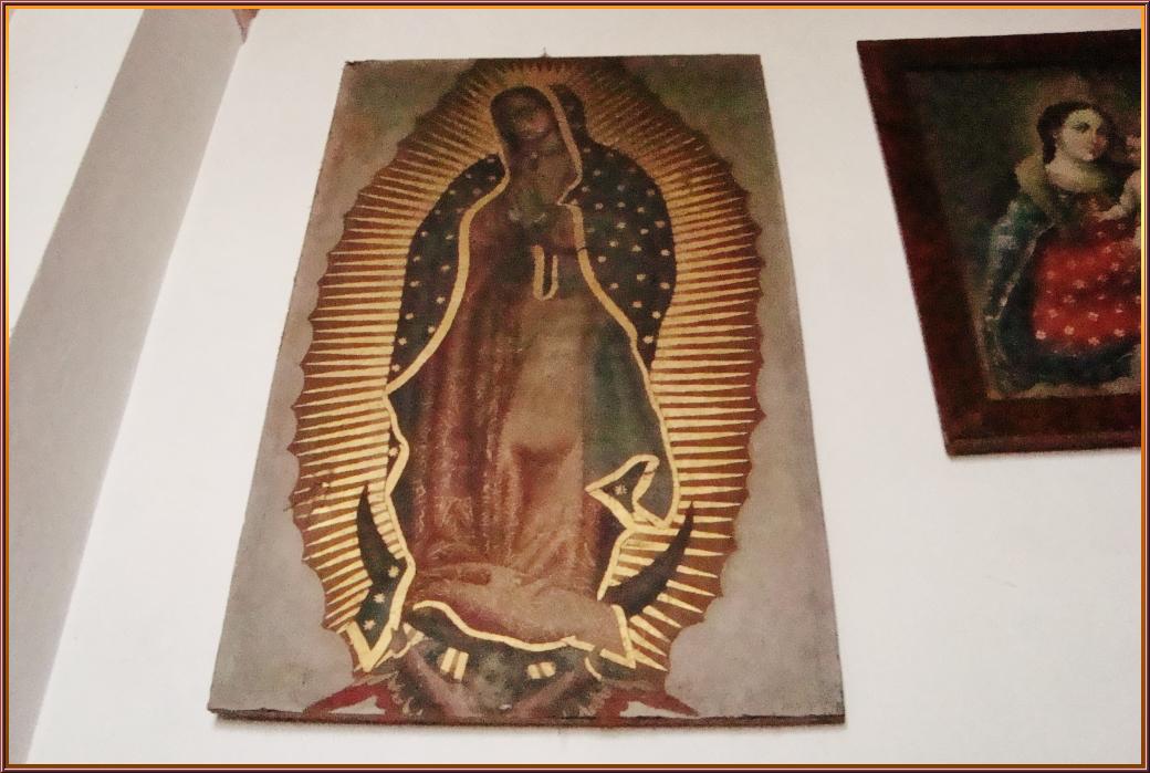 painting of mary lou and three pictures of the virgin