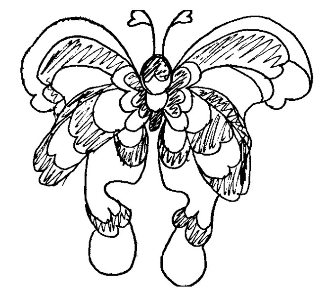 the image shows a cartoon character of the erfly