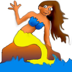this is a computer image of a woman in a blue bikini