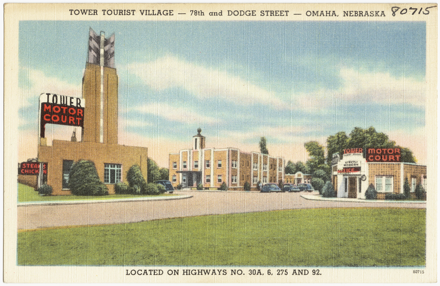 an old postcard of town corner village in spokane, minnesota