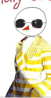 an illustration of a male snowman wearing sunglasses