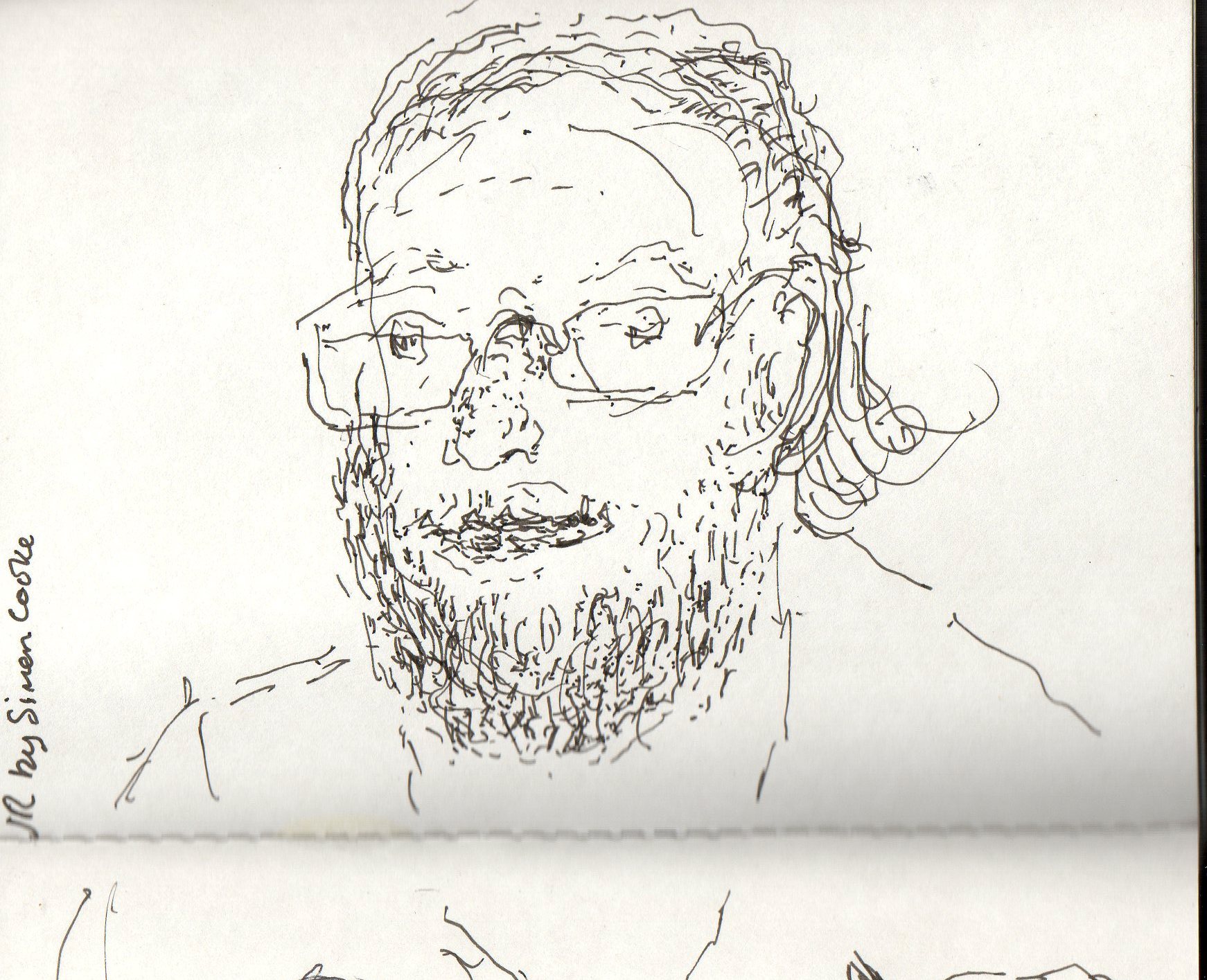 the drawing shows a man with glasses and hair