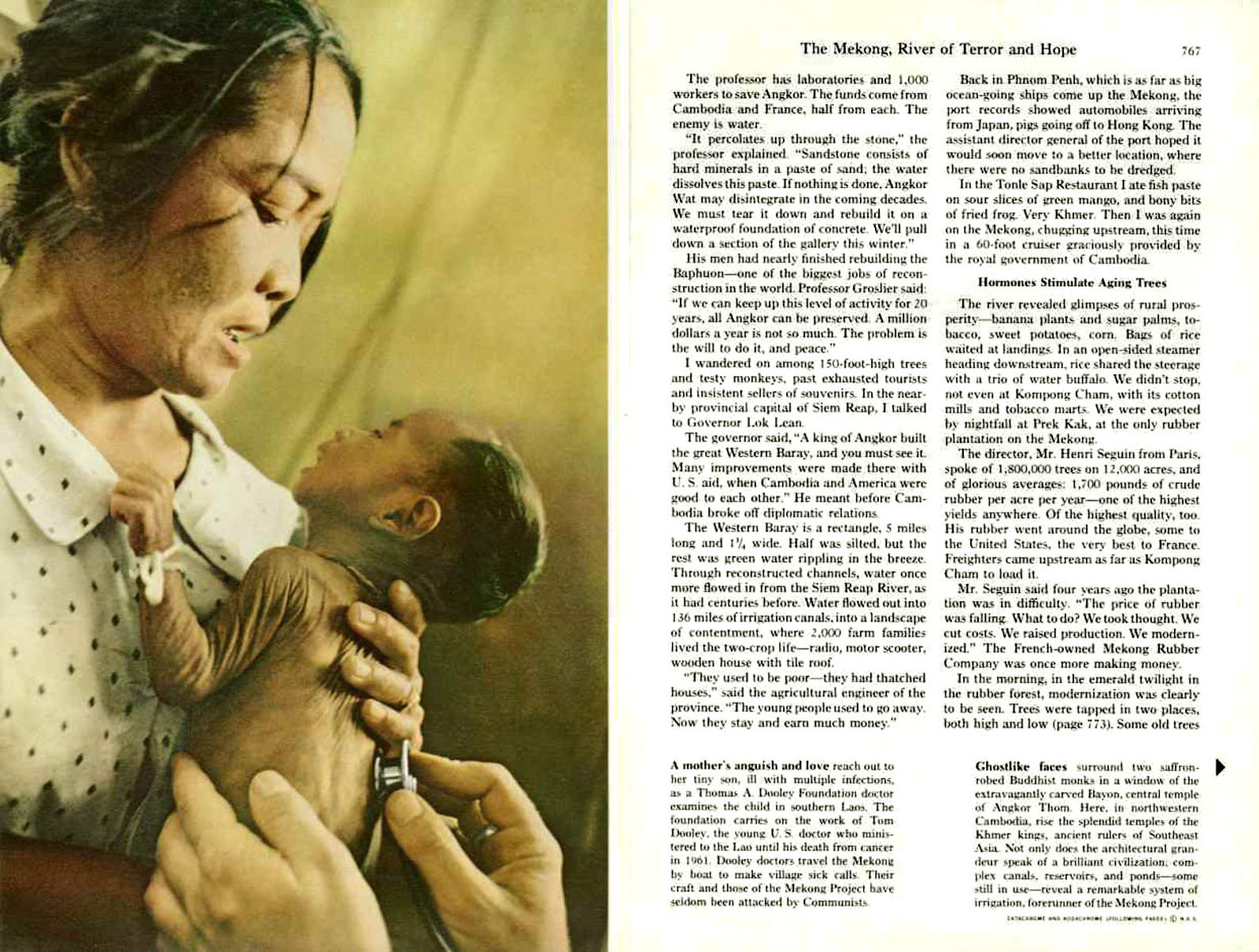 an article in magazine describing a woman holding a small baby