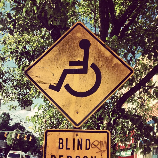 an upside down sign with the word blind person on it