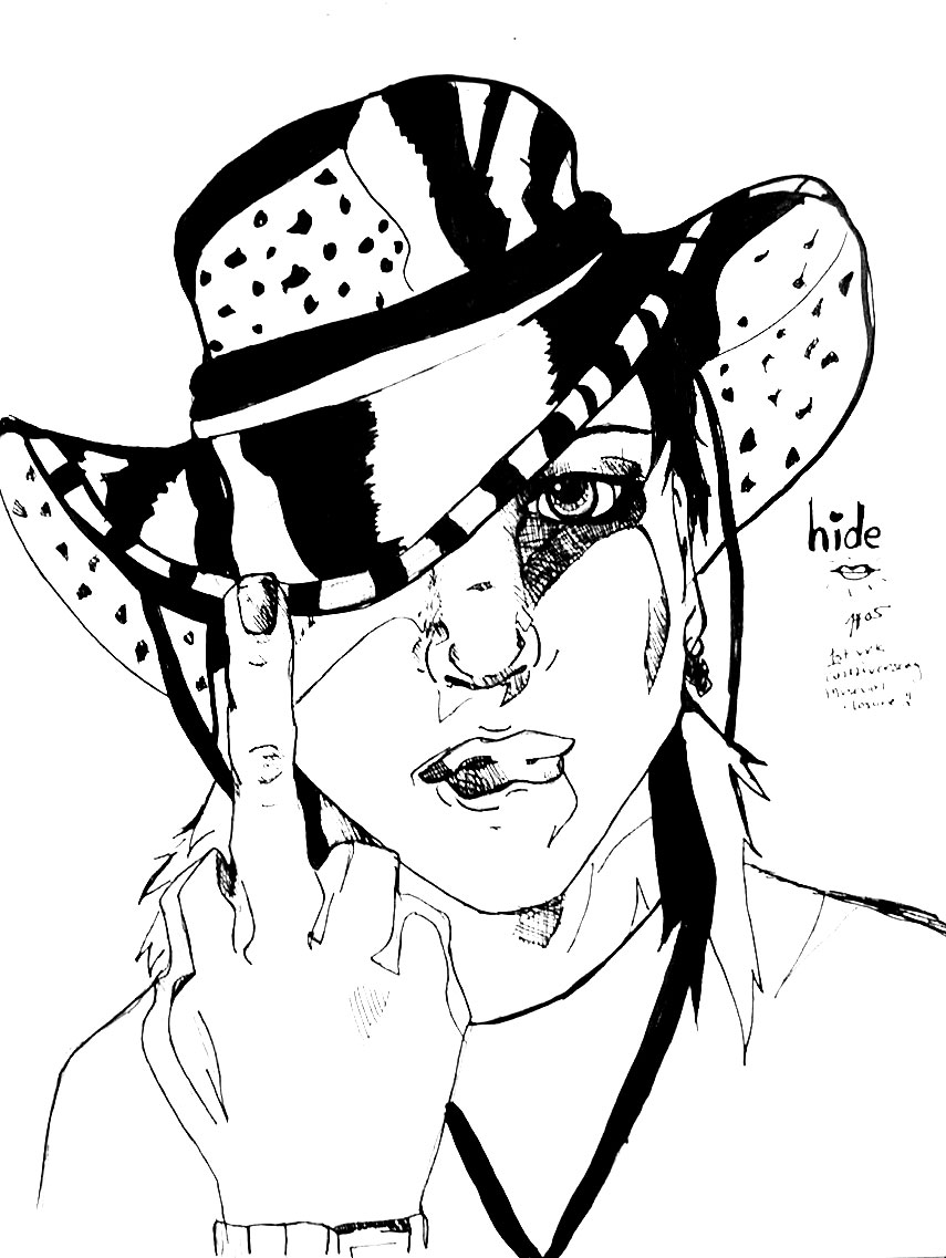 a drawing of a lady in a hat