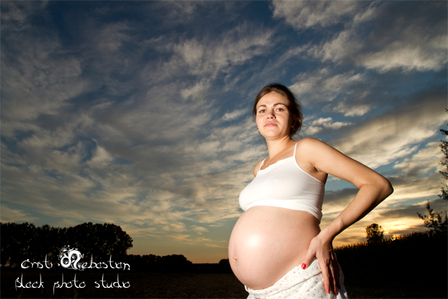 the pregnant woman is posing for a pograph