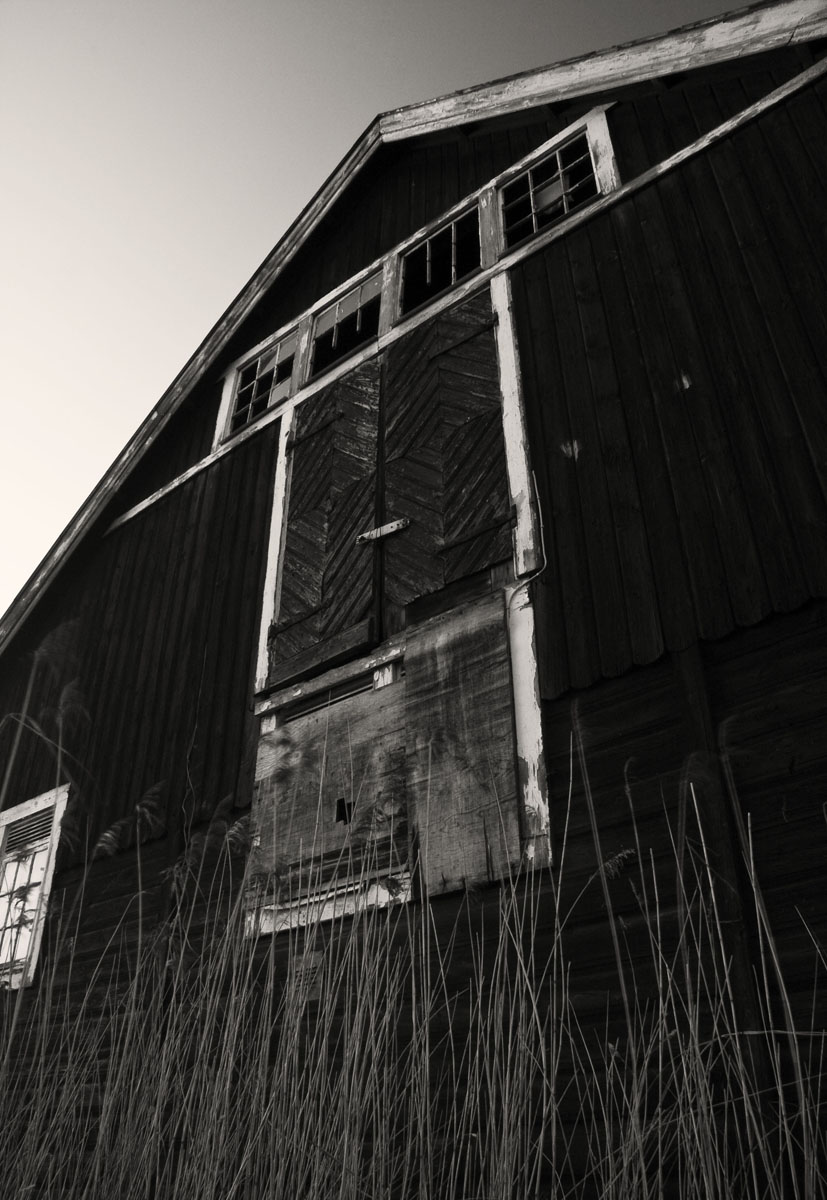 a black and white po of the top of an old building