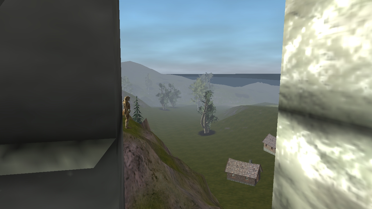 a virtual scene with a picture of a hill