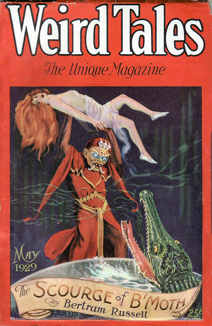 weird tales magazine with a woman in red