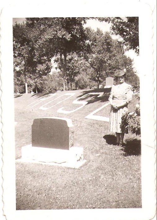 an old po of an old cemetery and a woman