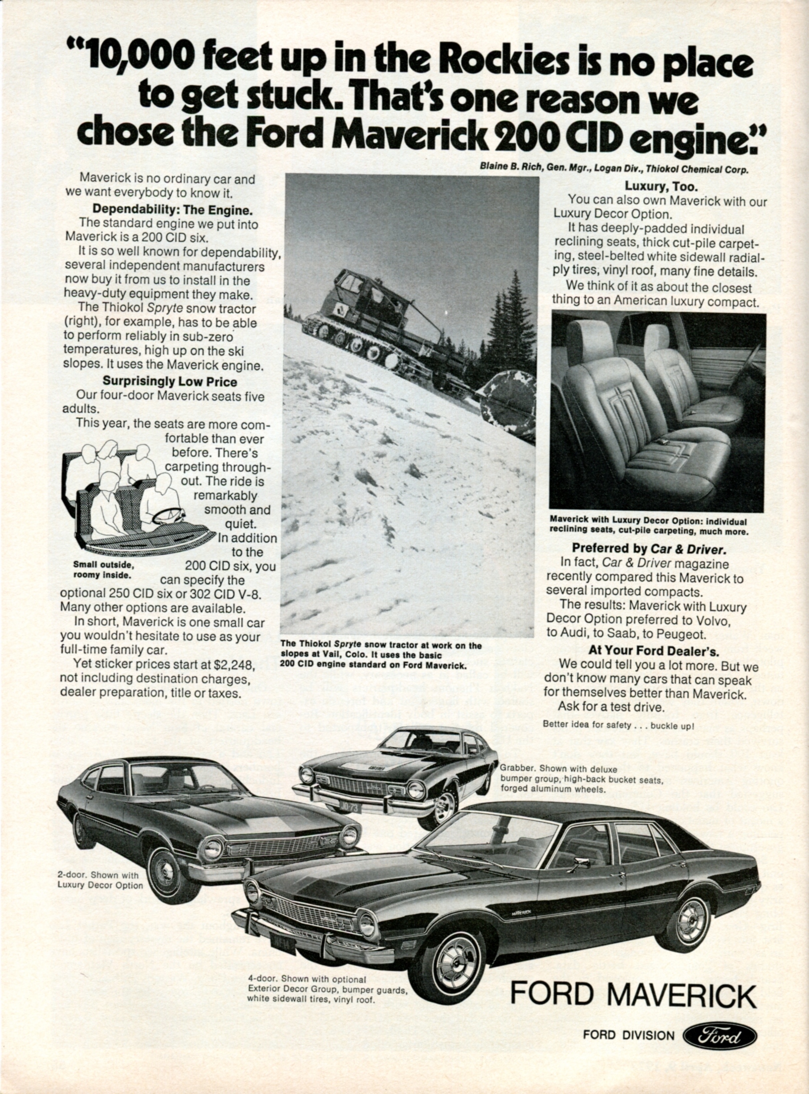 an advertit with pictures of cars, including ford, for the rock cars that would be used on the track