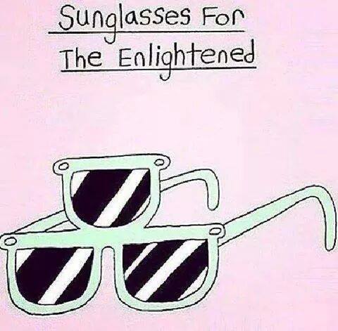 an advert for sunglasses with a striped glasses