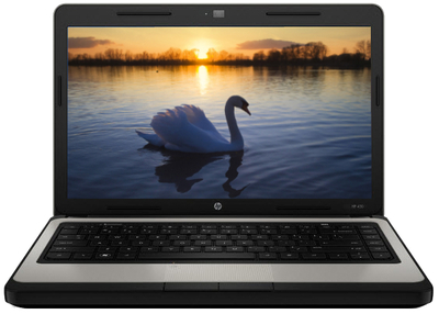 a computer monitor showing a white swan in the water