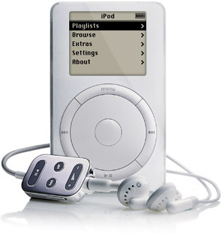the digital ipod is set up with headphones