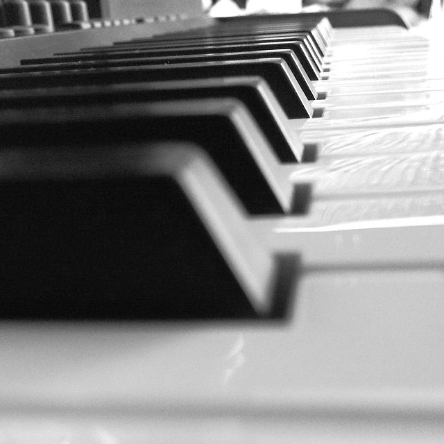 black and white picture of a piano's keys