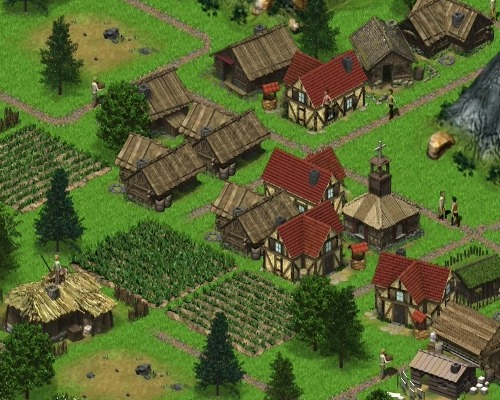 screens of a farm town with many huts
