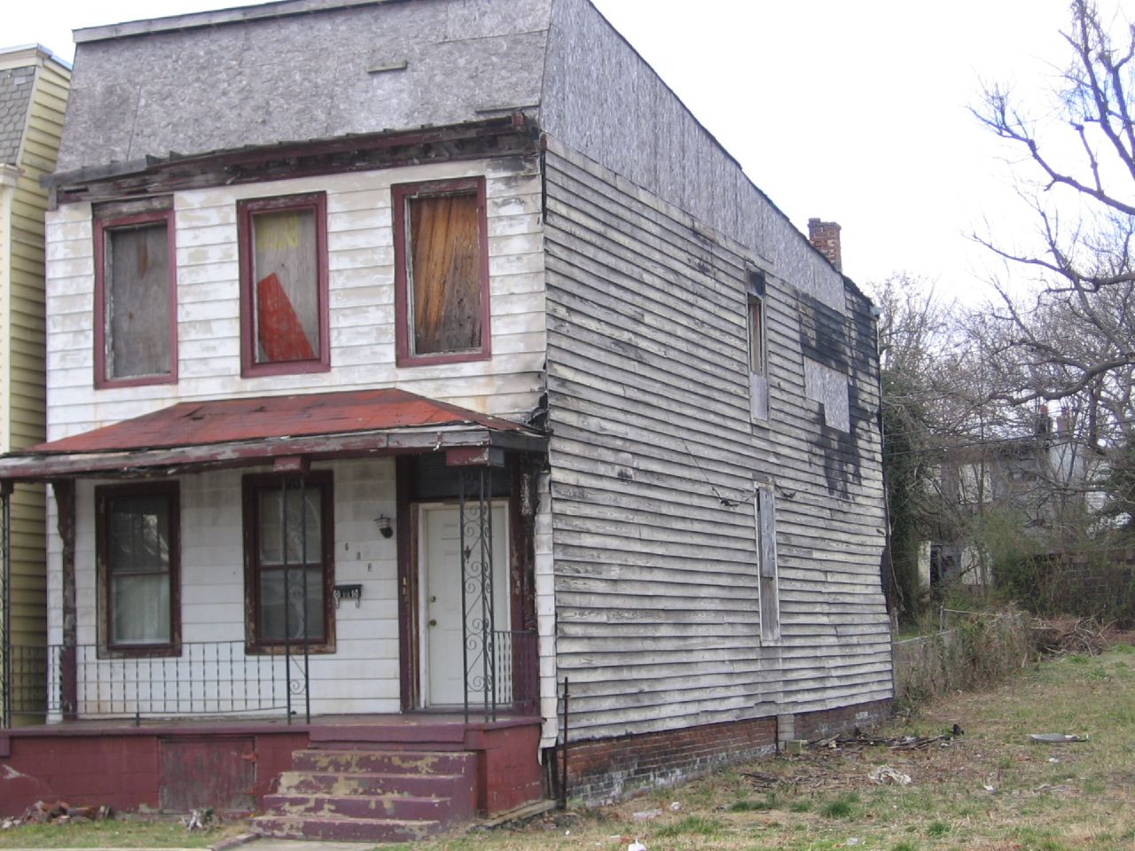 the house has two floors and is abandoned