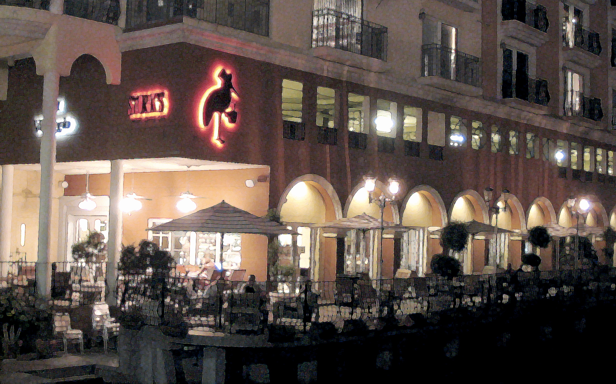 a store in an evening hours scene in an asian city