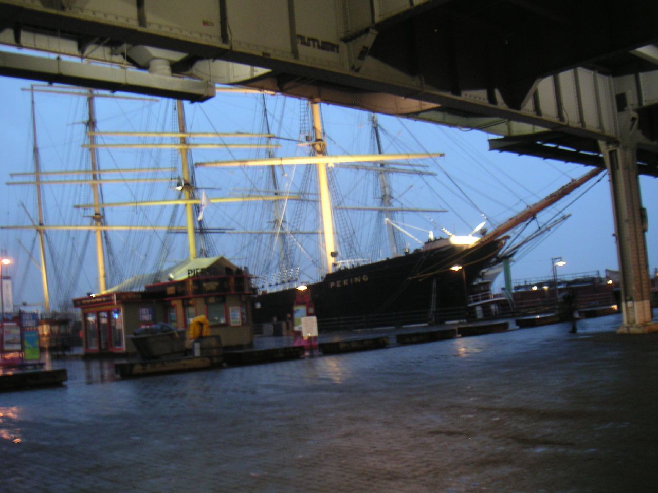 a boat that is docked at some dock