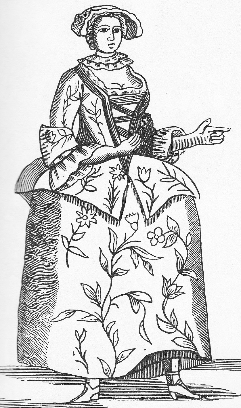 an illustration of a woman wearing a dress and hat