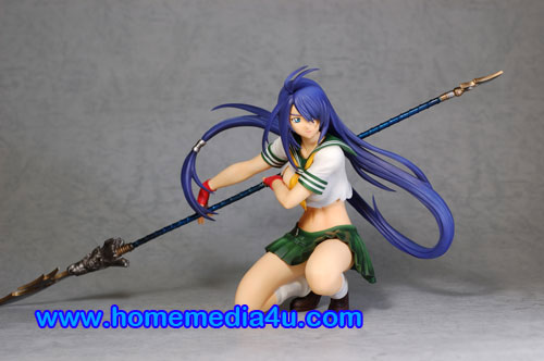 a toy figurine is posed with two sword sticks